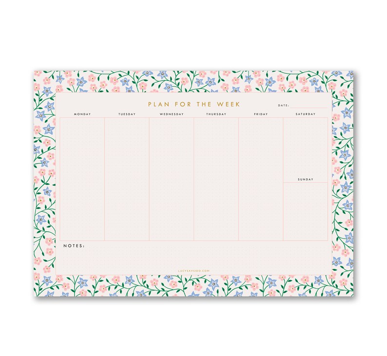 A4 Weekly Planner Desk Pad Bright Flowers Design to Do List - Etsy