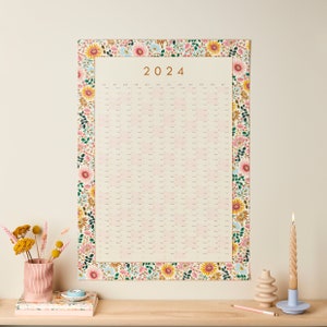 2024 Wall Planner - 2024 calendar - 2024 Planner - Bright Flowers - 50x70cm - Yearly Planner - 2024 diary -year wall planner