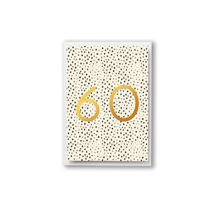 60th Birthday Card Gold Foil with black spot pattern