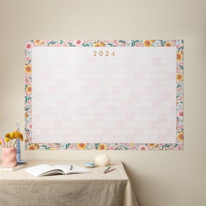 2024 Large Wall Planner - 2024 calendar - 2024 Planner - Bright Flowers - 68x98cm - Yearly Planner - 2024 diary -year wall planner-SECONDS