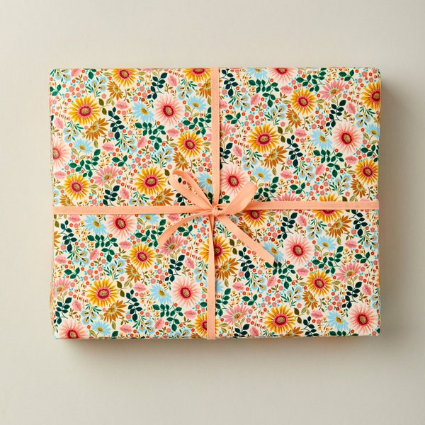 Bright Flowers Gift Wrap Single sided - Birthday Gift Wrap