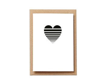 Fading stripes heart Love Card. Fun Love card, valentines card, anniversary card or wedding day card