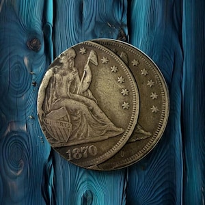 1870 CC Sittande Frihetsmynt i Silver Dollar Fel, Tvåsidigt Dubbelt Framsida Myntfel