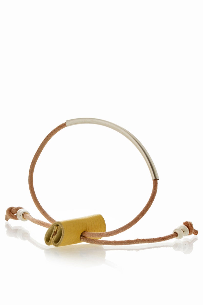 Yellow Leather Bracelet Friendship Bracelet Leather Etsy