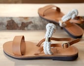 Greek Leather Sandals - Unique Design - Women's Ancient Rope Shoes - Wedding sandals