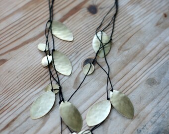 Statement Necklace - Twig Necklace - Cascading Necklace - Nature Necklace - Tree Jewelry - Metal Necklace - Leaf Necklace -Charm Necklace