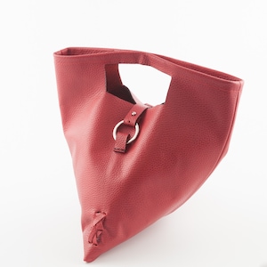 Red leather bag -  Triangle bag - Unique design - Eleanna Katsira bag