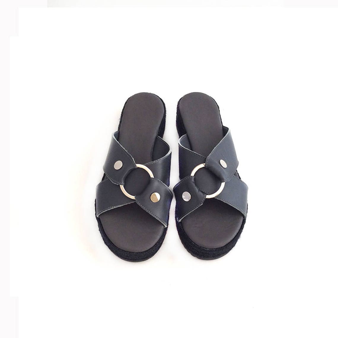 Espadrilles Sandals Grey Leather Sandals Flatform - Etsy