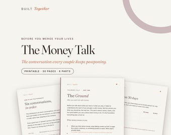 Premarital Workbook About Money, Couples Questions Before Marriage or Moving In Together, Printable PDF