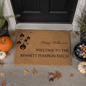 Personalized Halloween Doormat | Welcome To Our Pumpkin Patch Mat | Spooky Front Porch Decor (C37)