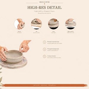 Pottery Bowl Making Clipart, Wheel Throwing Steps PNG Set, Printable Ceramic Poster