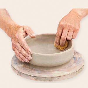 Pottery Bowl Making Clipart, Wheel Throwing Steps PNG Set, Printable Ceramic Poster