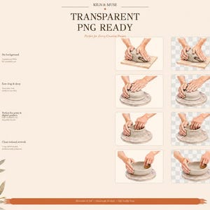 Pottery Bowl Making Clipart, Wheel Throwing Steps PNG Set, Printable Ceramic Poster