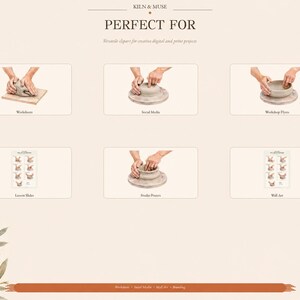 Pottery Bowl Making Clipart, Wheel Throwing Steps PNG Set, Printable Ceramic Poster