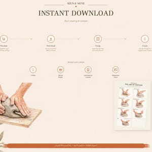 Pottery Bowl Making Clipart, Wheel Throwing Steps PNG Set, Printable Ceramic Poster