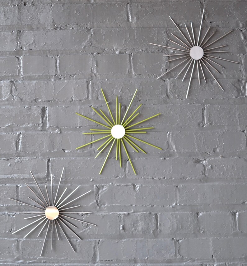 Trio Starbursts Steel Metal Sunburst Wall Art Artwork Design Etsy