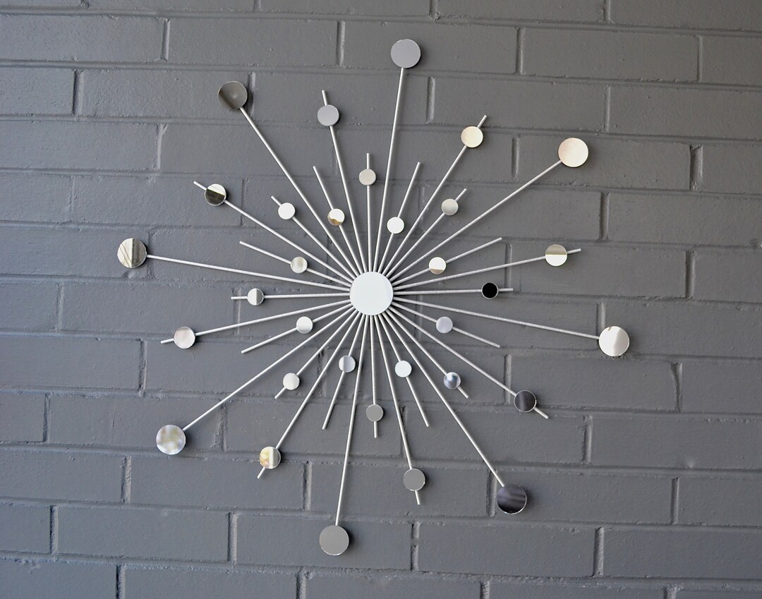 24 Inch Metal Starburst Wall Art Sun Mirror Atomic Modern Sunburst Fun