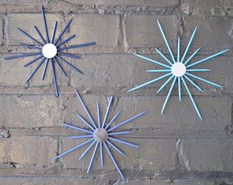 Choose Color Tiny Trio Starburst Sunburst Artwork She Shed Blues Interior Design Bedroom Bathroom Home Decor Mirror Art Mid-Century Retro