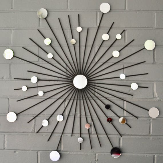 24 Inch Interior Starburst Modern Metal Wall Art Mirrors Mod Modern Metal Wall Art Mirrors Mod