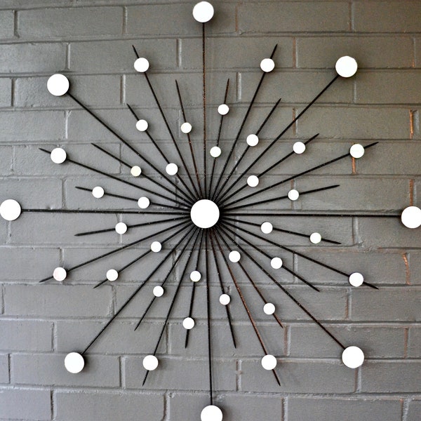 30" Metal Sunburst Wall Art Interior Design Sun Mirror Starburst Atomic Modern Contemporary Retro Style Handmade Home Decoration Style Trend