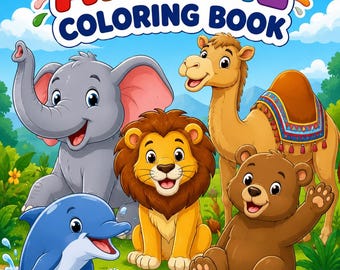 Animal Coloring Book for Kids, Printable Activity Pages (Digital Download)