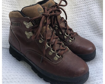 Vintage Timberland Euro Hiker Leather Hiking Boot Women's 7.5 M Brown Waterproof