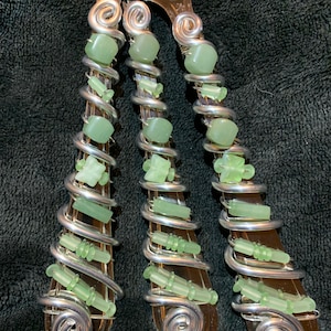 Jade butterflies 3 piece Beaded oversized serving set slotted spoon, spoon & fork, no plastic Beach House