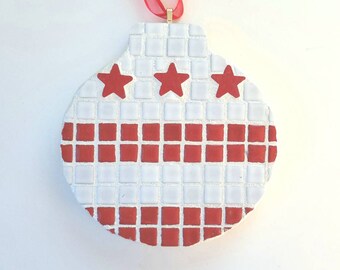 Fused Glass Ornament or Suncatcher DC Flag /& Map
