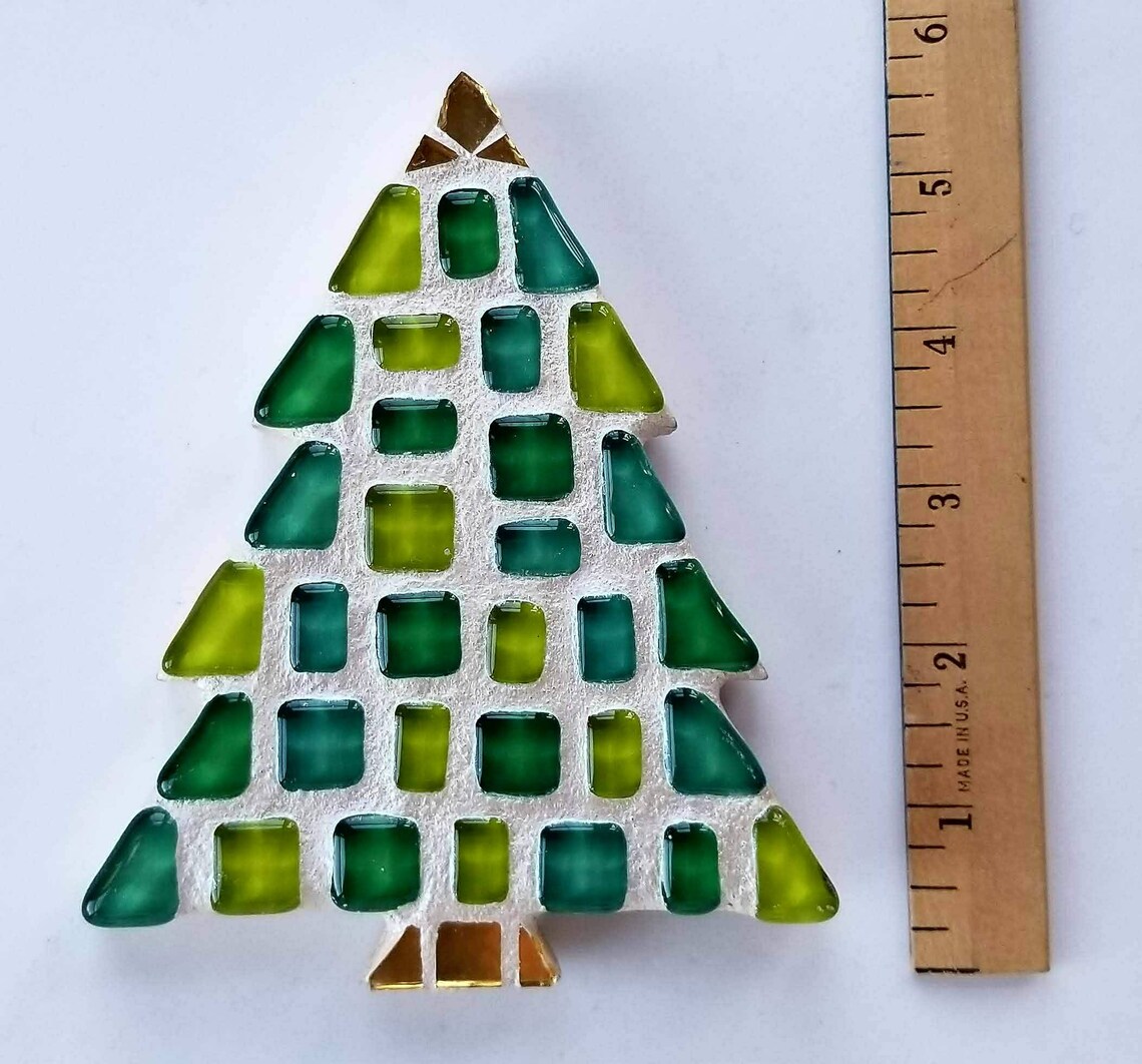 Mosaic Christmas Tree Ornament Shades of Green Glass Tiles Etsy UK