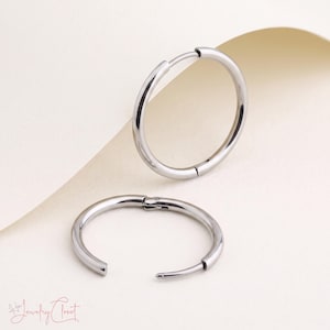 Små titanörhängen, Huggie-stil piercingringar, minimalistiska unisexörhängen, par