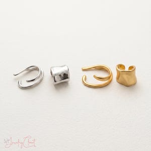 Non Pierced Ear Cuff, Chunky Ear Cuff, Minimalist Wide Ear Cuff, Modern Ear Wrap Jewelry, Statement Ear Wrap Set, Gold Clip On Earring