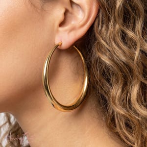 Chunky Hoop Earrings, Stainless Steel Statement Hoops, Large Gold Earrings, Bold Jewelry, Hypoallergenic Hoop Earring, Lightweight Hoops