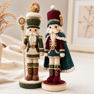 Virkmönster för amigurumi med julnötknäppare i PDF-format | Woodland & Regal Nötknäppardockor | Nybörjare, mellannivå | 13-14 tum