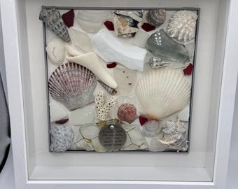 Seaglass Art - Gray and Red