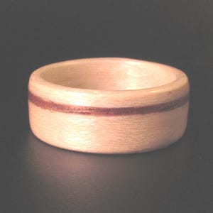 Maple Bentwood Band with Thin Walnut Inlay Wedding Ring, Anniversary Ring