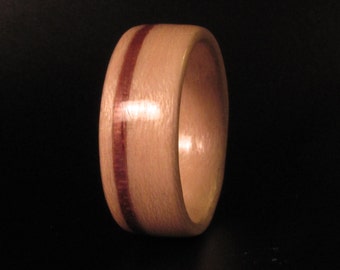 Maple Bentwood Band with Thin Walnut Inlay Wedding Ring, Anniversary Ring