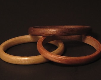 Stackable Bentwood Rings Walnut, Maple, and Cherry