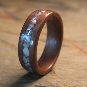 Walnut Bentwood RIng with Mother of Pearl Inlay