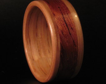 Anello in rovere curvato con intarsi in bubinga