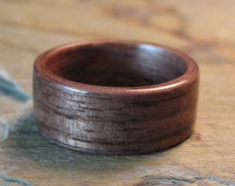 Anello in legno curvato di noce, legno riciclato semplice, naturale, ecologico, ottimo per uomini o donne