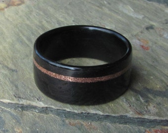 Copper Shavings Inlay in Ebony Bentwood Ring