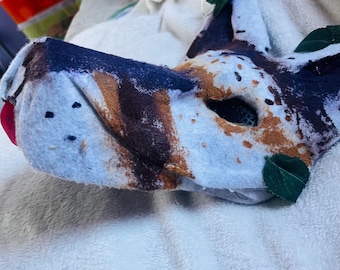 Dog/Fox Mask, Natural, leaves