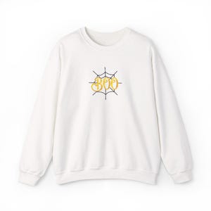 Embroidered Spiderweb BOO Sweatshirt, Halloween Bee Ghost Pullover