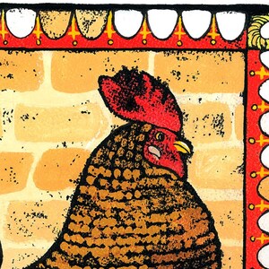 Rustieke boerderij haan digitale giclée muurkunstprint