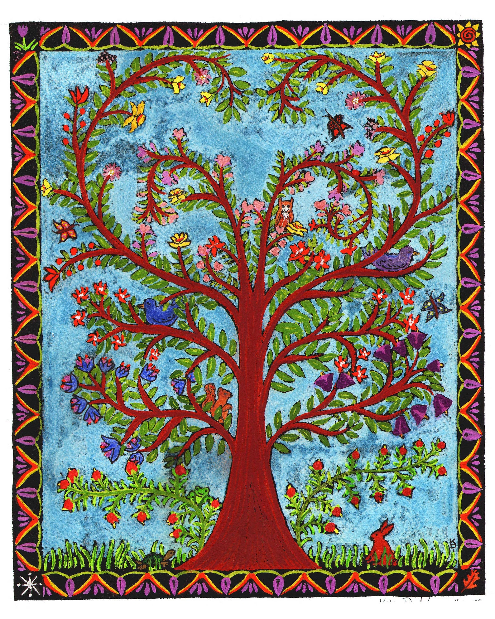 Tree of Life Folk Art Print Wall Art Etsy