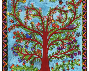 Tree of Life Folk Art Print- Wall Art