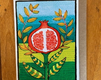 Pomegranate Greeting Card blank inside