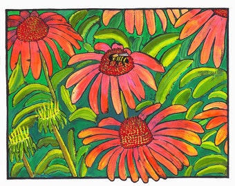 Echinacea Floral Digital Giclee Print