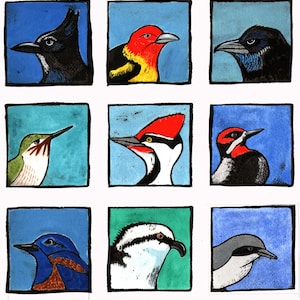 Birds of the Sierra Nevada Mountains California Digital Giclée Wall Art Print
