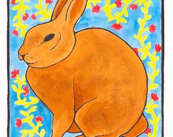 Charming Spring Rabbit Greeting Card